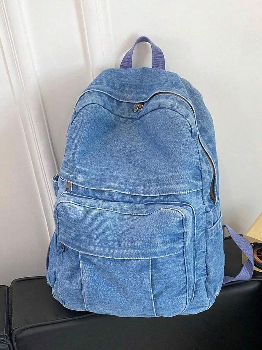 Versatile Fashion Women Canvas Backpack, Casual Daypack - Blue - View 1