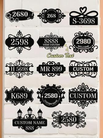 1pc Personalized Metal House Number, Custom Home Address Number Sign, House Number Plate, Wall Art, Suitable For Home Decoration, Garden Decoration, Wall Decoration, Housewarming, Birthday, Halloween, Thanksgiving, Christmas Decoration, Personalized Gift For Family/Friends