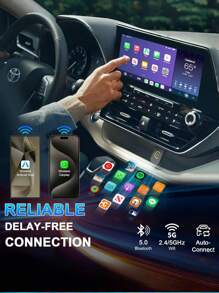 محول لاسلكي صغير لل- CarPlay وAndroid Auto - اتصال سريع وثابت لتحويل شاشة السيارة من السلكي إلى لاسلكي للسيارات 2016 فما بعد، محول Apple CarPlay بدون تأخير
