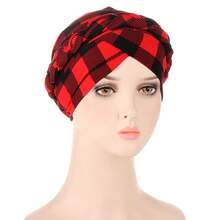 1pc Milk Silk Flower Patterned Braid Bandana Cap, For Hiding Hair Hair Sleep Cap - Multicolor - View 4
