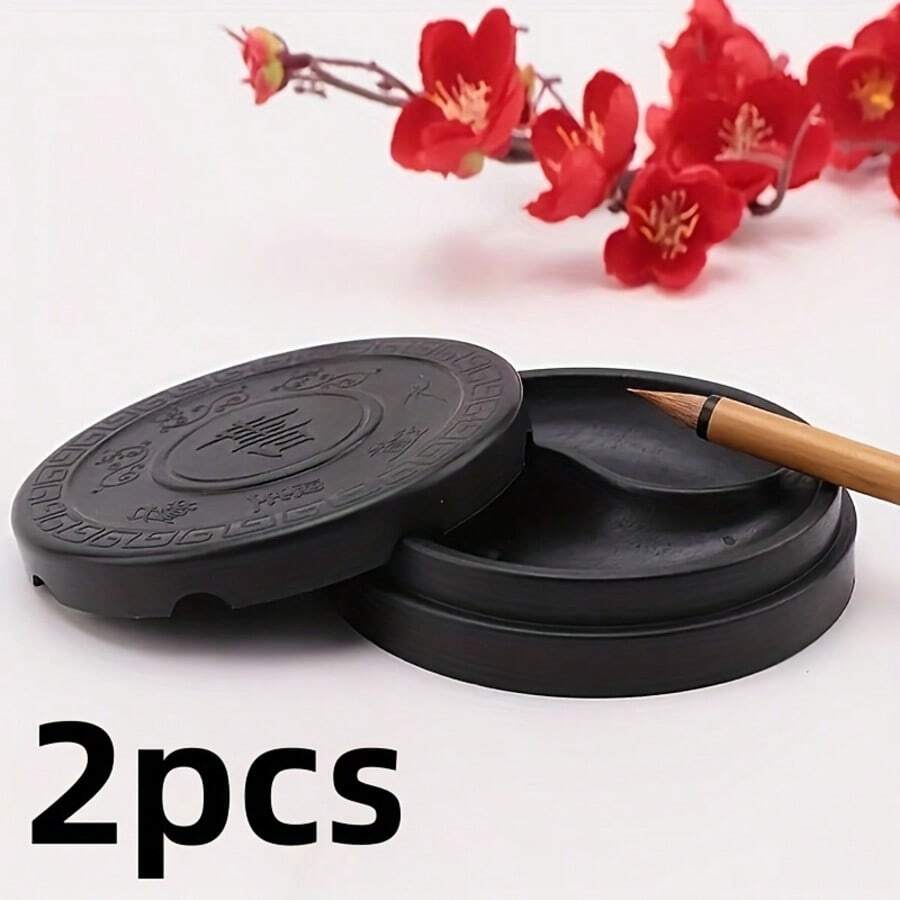 2pcs For Calligraphy Ink, Graphite, Art Supplies, Traditional Inkstone, Ink Bottle, Ink Cartridge, Inkstone