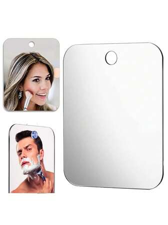 1 st akrylspegel med väggsugande duschspegel med rakhyvelhållare för män, rakning, kvinnor, smink, bärbar resa, badrum
