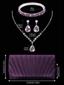 Shiny Fashion Elegant Casual Envelope Evening Bag, Charming Luxurious Refined Small Square Crossbody Bag, Suitable For Women, Students, White-Collar, Brides, As Wedding, Women's Birthday Party, Prom, Formal Dinner Clutch - Perfect Gift For Ladies - Purple - View 4