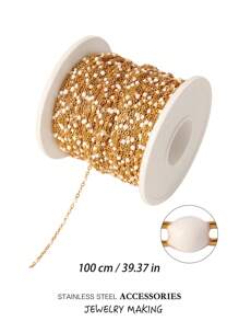 100cm Cadena de cuentas de acero inoxidable esmaltado, cadena de bolas coloridas en estilo bohemio para hacer bisutería, pulseras, collares y accesorios DIY