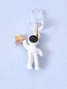 合金宇航员与星月吊饰，太空主题手机配件 - 白色和黑色的可爱设计，完美适合耳机插孔和充电端口保护 - 彩色 - 查看 8