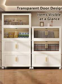 Folding Multilayer Storage Cabinet, Living Room Snacks Toys Organizer Shelf, Home Storage Wardrobe Closet