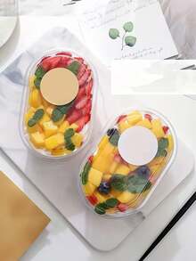 15pcs/Pack Oval Mousse Cake Cups With Transparent Lids, Suitable For Desserts, Tapioca Pearls, Fruits, Cookies, Candies, Pastries, Bakery, Food Packaging, Takeout (Stickers Not Included) - Multicolor - View 4