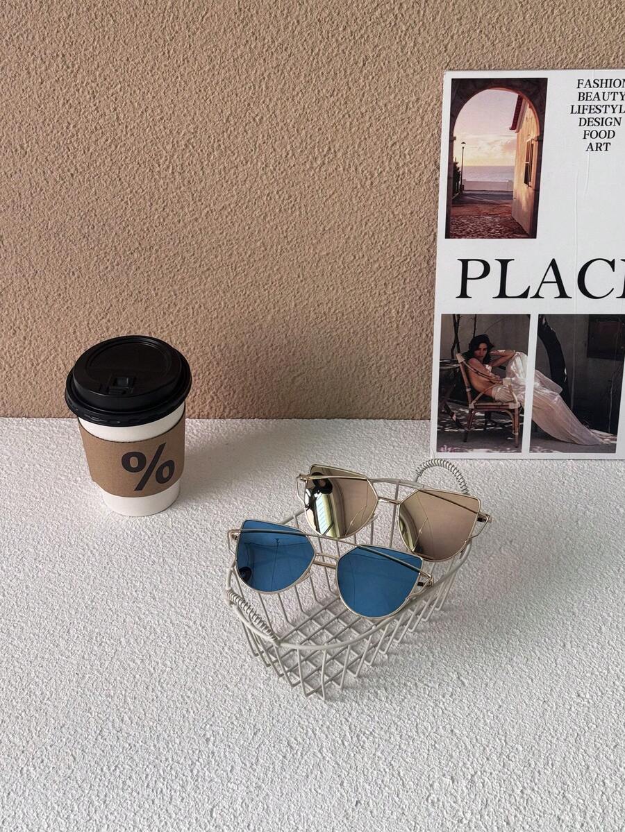 1pc Ultralight Children's Glasses, Comfortable For Boys & Girls, Fashionable Eyewear For Photo Shoot, Party, Cycling, Travel, Sports, Polygon Frames, Metal Dual Bridge Glasses - Children's - View 1