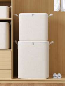 1PC Storage Box Clothing Storage Bag Household Wardrobe Large Capacity Large Clothing Moving Storage Basket Finishing Box Large Capacity Wear Resistance Strong Practical - Beige - View 3