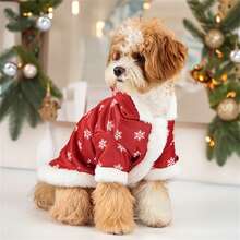 Green And Red Snowflake Hooded Coats For Dogs Keep Them Warm And Stylish In Winter - Red - View 3