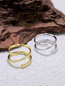 1 Piece Aesthetic Simple Multilayer Twisted Rings For Women Geometric Round Sterling Silver Ring Bohemia Vintage Finger Rings Jewelry - Multilayer Twisted Rings - View 8