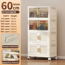 Folding Multilayer Storage Cabinet, Living Room Snacks Toys Organizer Shelf, Home Storage Wardrobe Closet