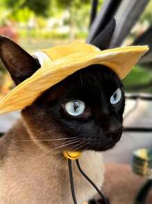 Tie Dye Dog Hat Strap, Round Ear Hole Brim, Dog, Puppy, Cat Sun Hat, Bucket Hat, Outdoor Sun Protection Pet Hat, Suitable For Small And Medium-Sized Cats, Dogs, And Kittens