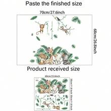 卡通大象、猴子、藤蔓、香蕉叶墙贴，自粘装饰墙纸，适用于儿童房、卧室、育儿室