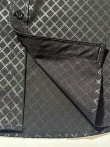 Men's Embossed Diamond Pattern Long Sleeve Formal Shirt, Fall