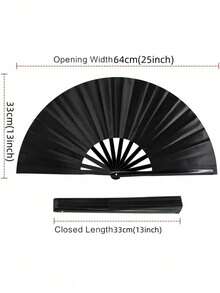 Bamboo Foldable Hand Fan, Premium Fabric Folding Handheld Fan, With Thick Bamboo Frame, For Cooling Decor, Gifts For Women, Men, Girls, Boys, Black