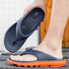 Men's Lightweight Massage Bead Sole Flip Flops, Thick Strap Comfortable Non-Slip EVA Slippers, Suitable For Men For Home, Garden, Party, Gathering And Outdoor Activities - Blue - View 7