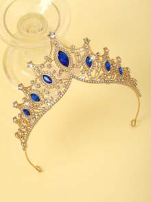 1/2 件奢华女士皇冠，饰有水钻，适合派对、婚礼、时装秀场合头饰发饰花环服装皇冠 - 彩色 - 查看 10