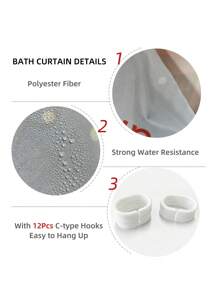 1pc Stone Watermark Pattern Printed Waterproof Bathroom Curtain With 12 Hooks, Stone Element Decor Shower Curtain, Modern Household Bathroom Decoration, Waterproof Polyester Fabric, Machine Washable, Suitable For Hotel Apartment Bathroom Decoration, Bathroom Accessories, Great Gift Idea, Size: 35inX70in, 47inX70in, 59inX70in, 70inX70in Summer Back To School
