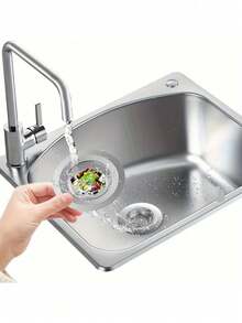 2 paquetes de coladores de acero inoxidable para fregadero de cocina - Diámetro grande de 4.5 pulgadas, anti-obstrucción con micro perforación, borde ancho - Multicolor - Ver 3