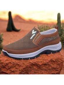 Men's Casual Aquatic Sneakers For Trail Running Waterproof Sole Stitched Elastic Adjustable - Màu be - Xem 4