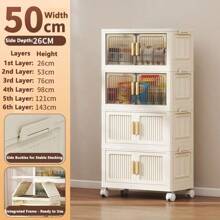 Folding Multilayer Storage Cabinet, Living Room Snacks Toys Organizer Shelf, Home Storage Wardrobe Closet