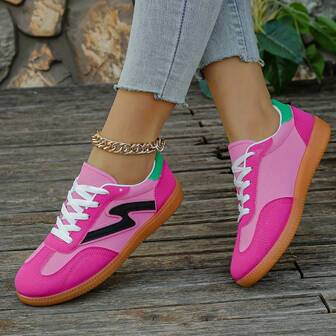 New Flat Round Toe Casual Sneakers, Korean Style Versatile Comfortable Outdoor Leisure Lace-Up Couple Sportswear Shoes, 2025 Model