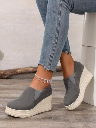 Platform Thick Bottom Deep Mouth Shoes, Fashion Shoes, Increase Height First Slim, Fashionable And Versatile High Heel Imitation Woven Straw Rope Bottom