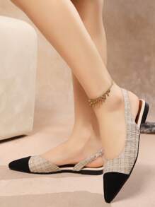 Stylish Women's Pointed - Toe Two - Tone Slingback Flats - Fashionable & Comfortable Footwear