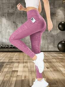 1pc Women's Yoga Capri Leggings, Outdoor Fitness Sports Cropped Pants, Butt Lifting And Tummy Control Tight Capri Pants, Breathable & Comfortable Casual Cropped Trousers - Pink - View 4