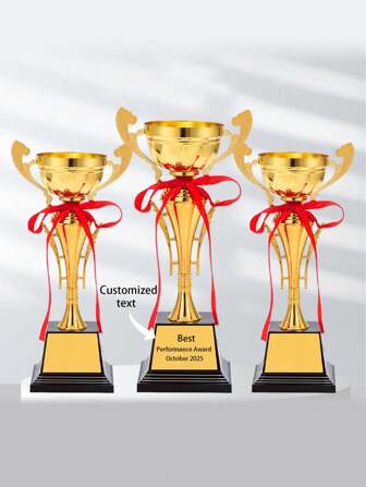 1 stuk aanpasbare metalen voetbal-, basketbal-, badmintontrofee, gouden trofee, gemaakt van ijzerlegering en ABS-materiaal, beker voor de wedstrijdprijs, voetbal, trofee voor de ereceremonie van een tenniswedstrijd, stijlvol, modieus, hipster, casual, minimalistisch chic, gepersonaliseerd, aangepast, uniek, herenkostuums, capsulegarderobe, heren basic/straatmode, ideale cadeaus voor hem, vriend, familie, vrienden, voor verjaardagen, voor vakantie/feestdagen, voor school/competitie, voor sport/klimmen