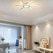 1 件现代 LED 吸顶灯，3 种颜色变化 - 线条设计，金属结构，易于安装，适用于客厅和餐厅 - 无开关无遥控器