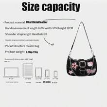 Sanrio Bolso de hombro de mujer de piel sintética con patrón de estrella elegante de Hello Kitty de Sanrio, adecuado para viajes, compras y picnics
