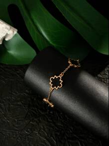1 Stück minimalistisches schwarzes dekoratives Armband in Blumenform, modisch und vielseitig für den täglichen Gebrauch