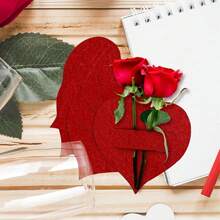 10/20/50/100pcs Mini Heart Shaped Cutlery Holder/Utensil Bags, Felt Heart Cutlery Sets With Napkin And Rose Flower Clips, Perfect Choice For Holidays, Weddings, Anniversaries, Birthday Parties To Create A Romantic Ambiance, Dining Table Decor