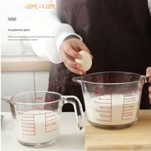 1pc Glass Liquid Measuring Cup, Safe For Preparation, Baking, Cooking, Oven Preheating, Dishwasher, Freezer, And Microwave