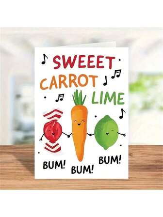 1/2/5/10pcs Humorous Birthday Card For Anyone - Colorful Sweet Carrot Lime Design, Funny Gift For Him Her, Mom Dad - Includes Envelope, Suitable For Birthday, Congratulations, Get Well, Good Luck Occasions, Blank Page Inside, Perfect Gift For Father's Day, Mother's Day, Various Holidays, Anniversaries, Parties, Weddings And Special Occasions