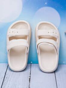 1双女童舒适轻便双带可转换凉鞋/拖鞋，时尚休闲一脚蹬拖鞋 - 米色 - 查看 5