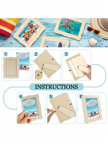 4" X 6" Unfinished Wooden Photo Frame, Suitable For DIY Projects, Crafts, Vertical Wooden Frame For DIY Painting, Suitable For Wooden Crafts, Painting, Art Projects, Wooden Decorations, Suitable For All Holiday Gifts - Wave Style - View 6