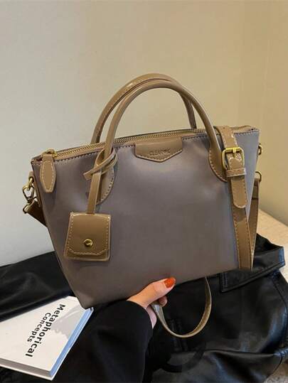 女士托特包，时尚手提包，大容量饺子包，个性蓝色，可斜挎