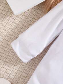[Personalizado] Mono de bebé niña con nombre y año impreso, mono de manga larga de cuello redondo casual, adecuado para niños y niñas pequeños, opción perfecta para exteriores, organizador de viaje - Blanco - Ver 4