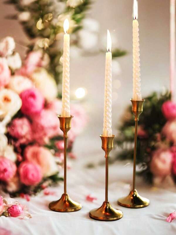 24pcs Gold Plated Candle Holders,Separable Candle Holder,Horn Shaped Candle Holder,European Candle Holder,Electronic Candle Holder, Dinner Candle Holder,The Volume Is Extremely High, Just Buy It