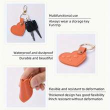 1pc Custom Text Leather Heart Keychain Pendant, Fresh Style Bag Charm Cute Heart Shaped Accessory, Colorful Creative Car Key Chain