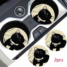 2 pièces Dessous de verre pour tasse de voiture avec motif mignon, tapis de tasse de voiture , séchage rapide et antidérapant