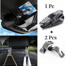 3 peças Brilho em Estilo: Clipe para Óculos de Sol com Viseira de Carro + Gancho de Carro com Cravejado de Diamantes e Clipe para Bilhetes, Pegada Segura para Dirigir, Compatível com Vários Estilos de Óculos, Acessório Seguro para Dirigir | Suporte de Óculos Elegante | Design Moderno e Elegante - Para Mulheres e Homens - Perfeito para Dirigir e Uso Diário - Ótimo Presente para Entusiastas de Carros