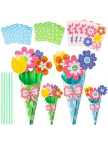 6set/1set-Millet Bouquet Craft Kit - Teacher Appreciation Bouquet Craft Kit, Make Your Own Bouquet Of Flowers For Mother's Day Homemade Thank You Gifts Crafts Family Fun Activities. -Easter Gift Small Gifts - Chinese New Year Small Gifts - Handmade DIY Small Gifts - Multicolor - View 1