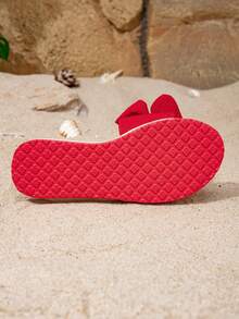 Summer Elegant, Classic, Minimalist Fashion Ladies Plastic Slippers With Anti-Skid Outdoor Beach Decals - Red - View 3