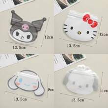 Sanrio 10Pcs Sanrio Hello Kitty Storage Bag Kawaii Cartoon Cute Kuromi My Melody Cinnamoroll Ziplock Bag Plastic Waterproof Gift