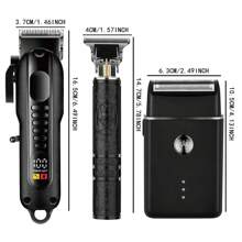 [Rechargeable Grooming Kit] USB Rechargeable Professional Men's Grooming Kit | Hair Clipper With Digital Display, Lithium Battery, Precision Trimming & Styling Tool, Includes Limit Comb - Ideal Holiday Gift,Battery Capacity: 1200mAh+600mAh+500mAh