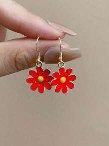 1 Pair Cute And Fresh Daisy Pendant Earrings For Women Daily And Vacation Decoration